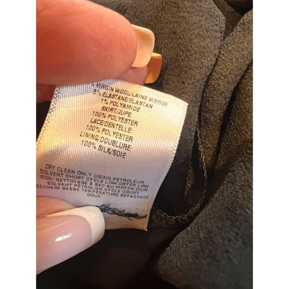 Oscar de la Renta Pleated Chiffon & Guipure Inset black Dress Size 2 - Picture 14 of 14